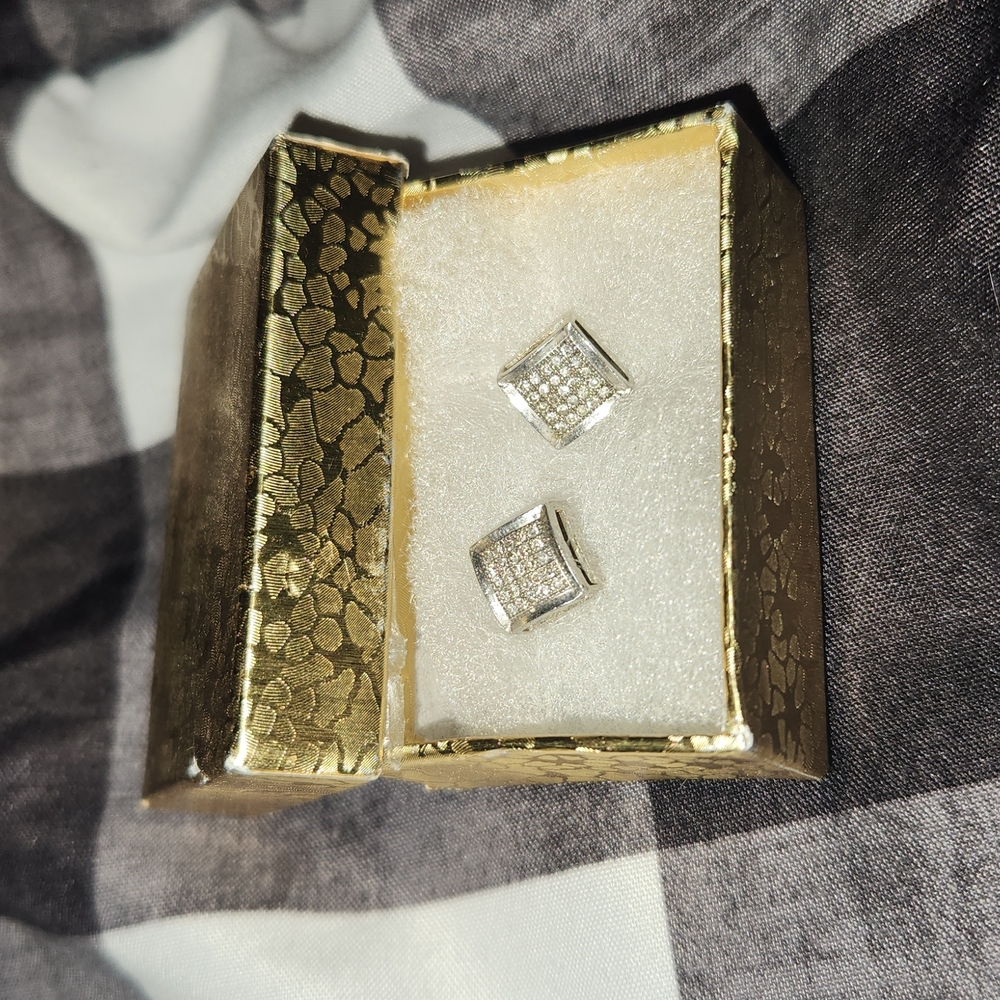 Sterling silver diamond earrings
